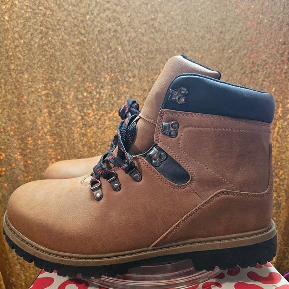 J OZARK TRAIL Red Lace Brown Waterproof Leather Hiking Boots Men's Size 13 NWT - Picture 4 of 11